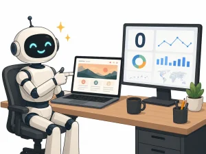 Weboldal AI-val - robot a számítógépnél