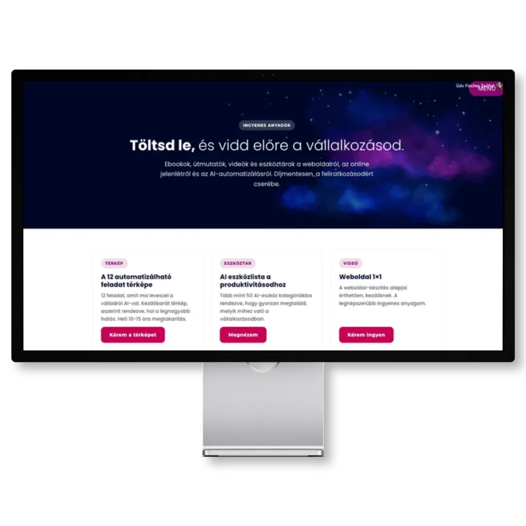 AI weboldal készítés vállalkozóknak – mesterséges intelligenciával készült honlap megjelenése monitoron